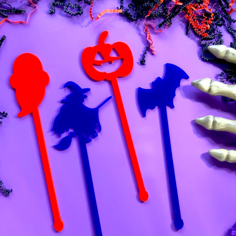 Set of Four Halloween Drink Stirrers